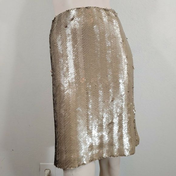 paperwhite Dresses & Skirts - paper white sequined pencil skirt size 16 beige